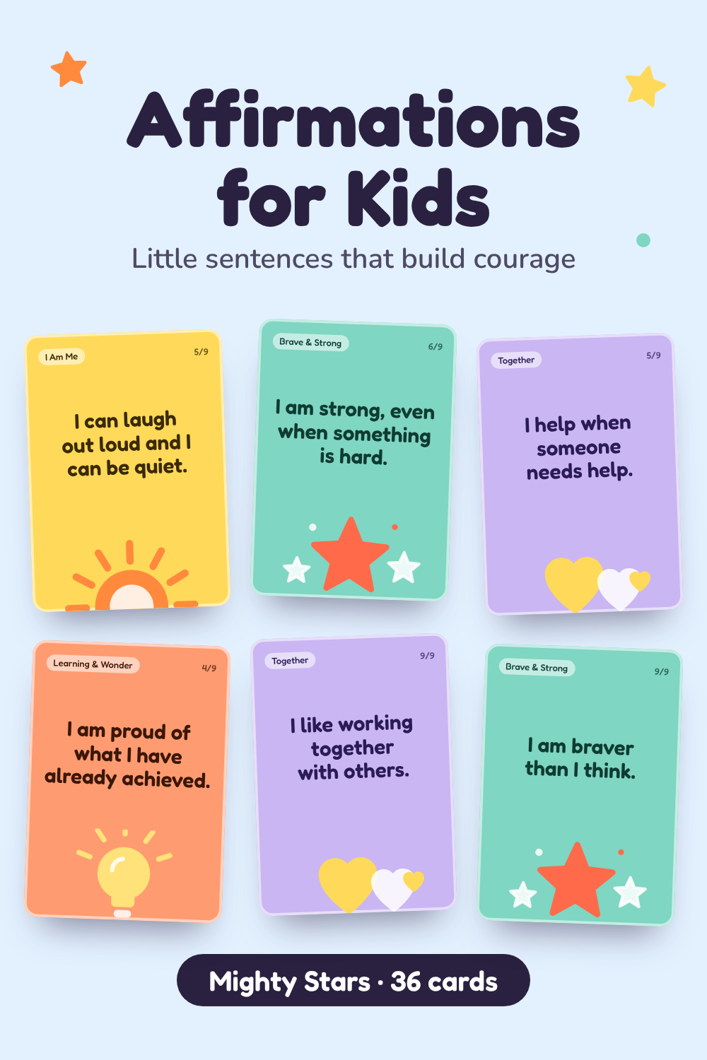 Affirmation Cards for Kids – Build Confidence & Positivity | Printable PDF Download