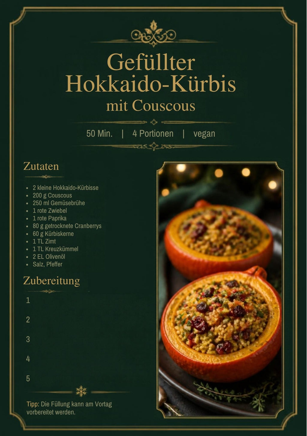 Festliches Rezeptbuch – 32 Lieblingsrezepte zum Ausdrucken | PDF Sofort-Download