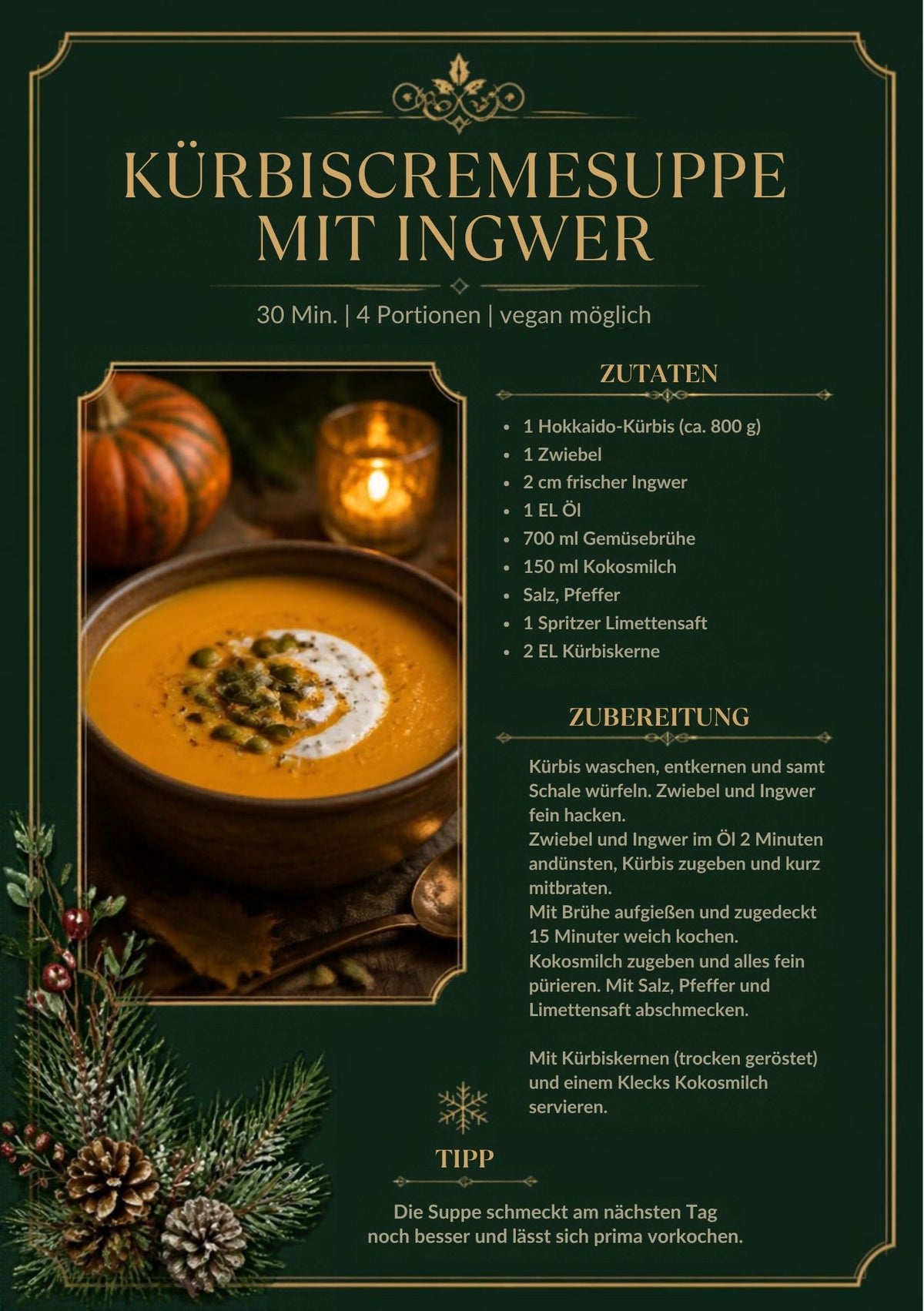 Festliches Rezeptbuch – 32 Lieblingsrezepte zum Ausdrucken | PDF Sofort-Download