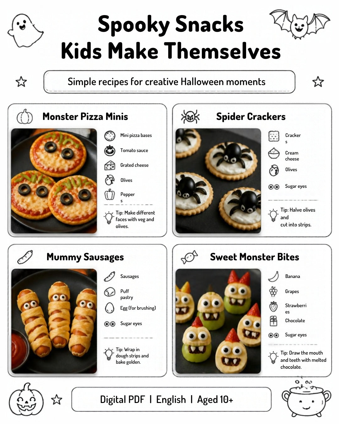 Halloween Activity Book for Kids – Finger Food & Craft Ideas | Printable PDF Download