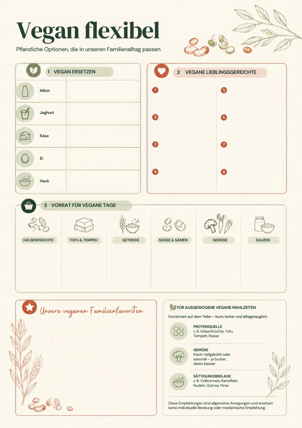 Meal Planner PDF – 50+ Familienrezepte inkl. Einkaufsliste | Sofort-Download