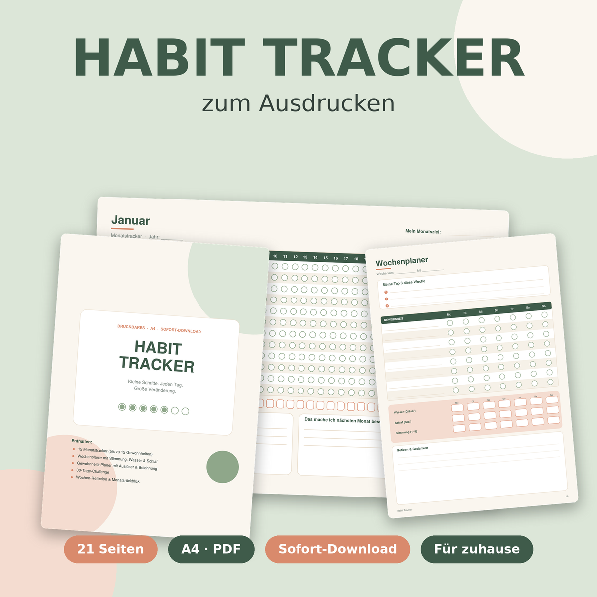 Habit Tracker – Gewohnheiten tracken & Ziele erreichen | PDF Sofort-Download