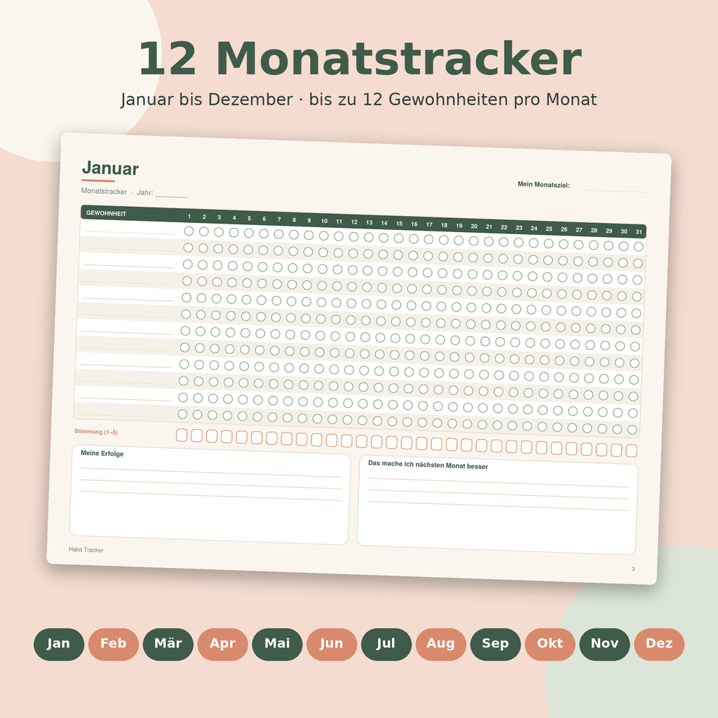 Habit Tracker – Gewohnheiten tracken & Ziele erreichen | PDF Sofort-Download