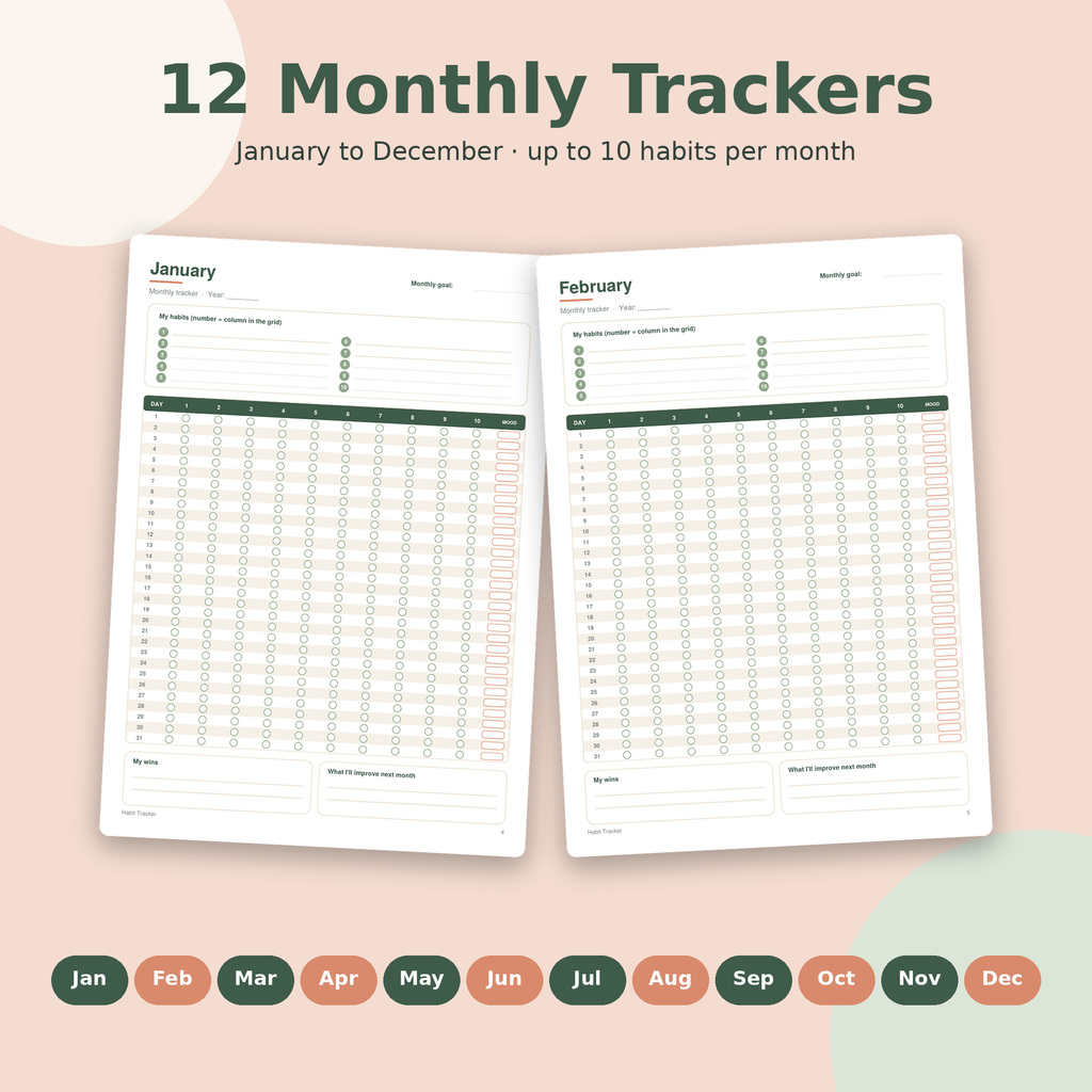 Habit Tracker – Track Your Habits & Reach Your Goals | PDF Instant Download