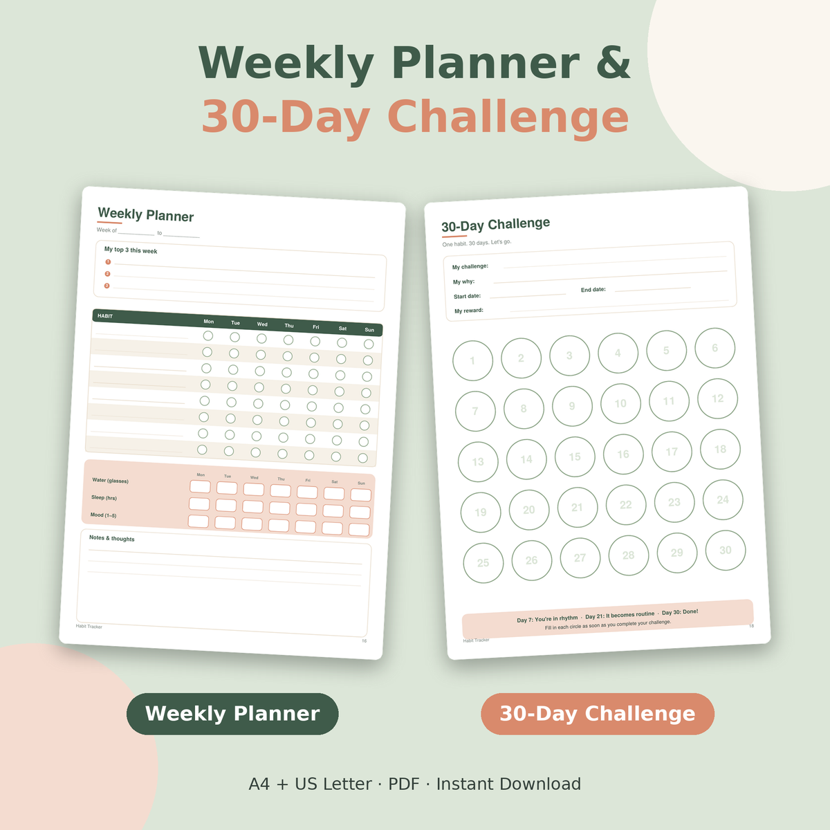 Habit Tracker – Track Your Habits & Reach Your Goals | PDF Instant Download