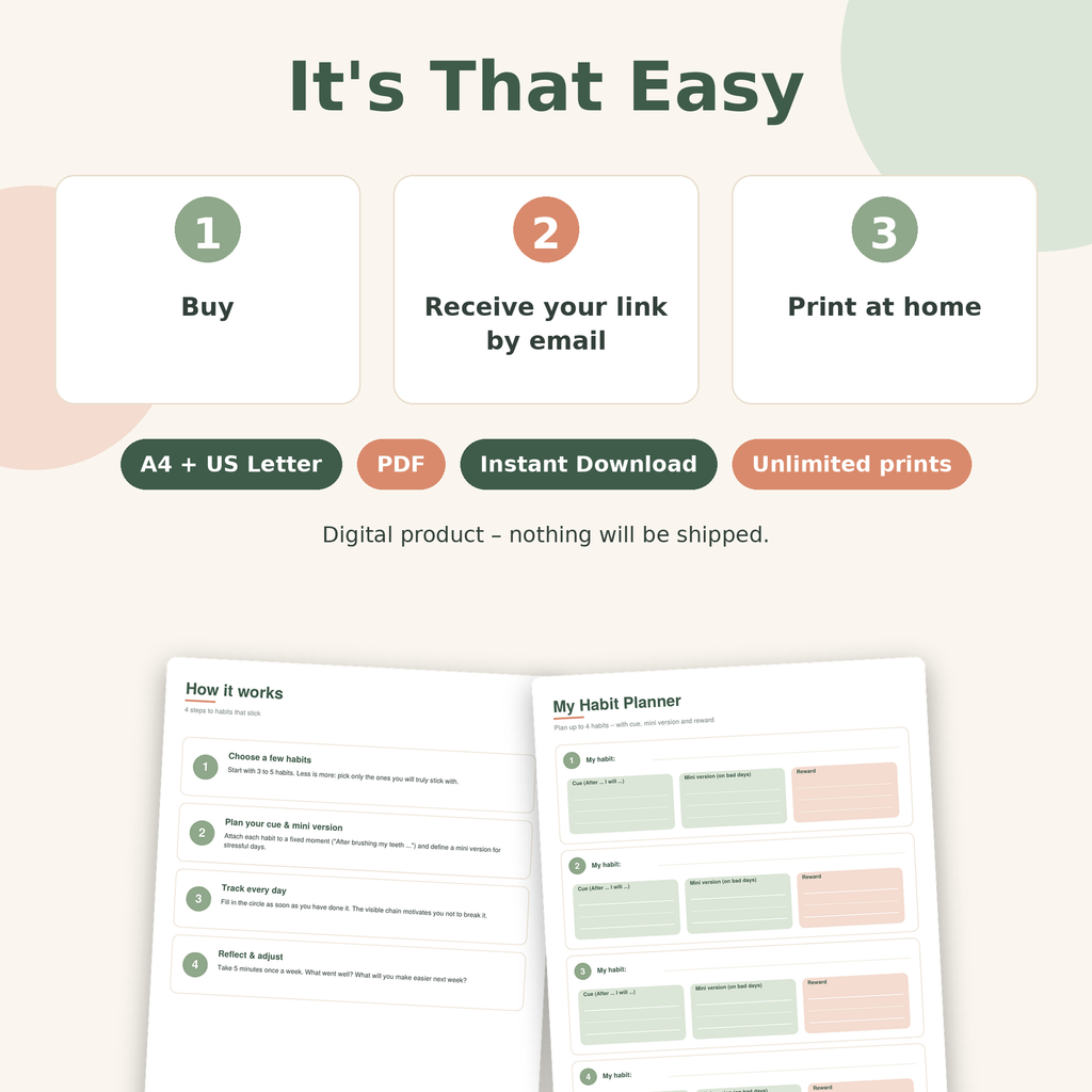 Habit Tracker – Track Your Habits & Reach Your Goals | PDF Instant Download